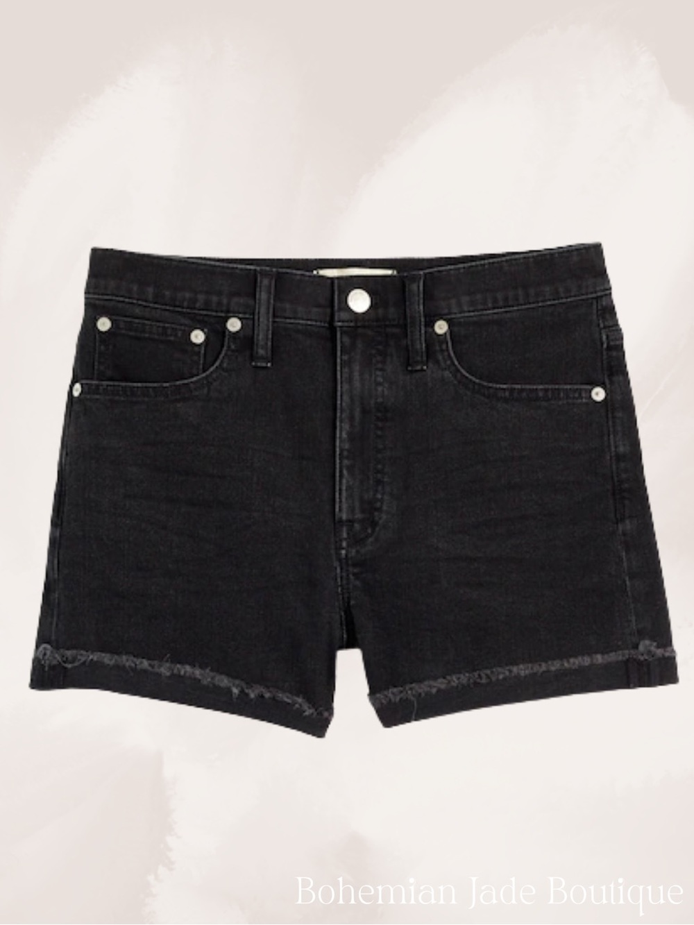 Madewell High-Rise Denim Shorts Women’s 28 Black Lunar Wash Raw Hem